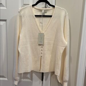 NWT Joie CREAM V-Neck Button Front Cardigan Gorgeous!  Sz XL